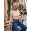 Zeagoo Women Long Sleeve Tops Crewneck Ribbed Knit Fitted Tshirts Dressy Casual Basic Tee 2026 Summer Fall Clothes(Beige)
