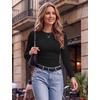 Zeagoo Women Long Sleeve Tops Crewneck Ribbed Knit Fitted Tshirts Dressy Casual Basic Tee 2026 Summer Fall Clothes(Black)