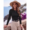Zeagoo Women Long Sleeve Tops Crewneck Ribbed Knit Fitted Tshirts Dressy Casual Basic Tee 2026 Summer Fall Clothes(Black)