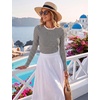 Zeagoo Women Long Sleeve Tops Crewneck Ribbed Knit Fitted Tshirts Dressy Casual Basic Tee 2026 Summer Fall Clothes(Black White Stripe)