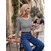Zeagoo Women Long Sleeve Tops Crewneck Ribbed Knit Fitted Tshirts Dressy Casual Basic Tee 2026 Summer Fall Clothes(Black White Stripe)