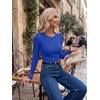 Zeagoo Women Long Sleeve Tops Crewneck Ribbed Knit Fitted Tshirts Dressy Casual Basic Tee 2026 Summer Fall Clothes(Blue)