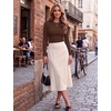 Zeagoo Women Long Sleeve Tops Crewneck Ribbed Knit Fitted Tshirts Dressy Casual Basic Tee 2026 Summer Fall Clothes(Brown)