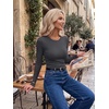 Zeagoo Women Long Sleeve Tops Crewneck Ribbed Knit Fitted Tshirts Dressy Casual Basic Tee 2026 Summer Fall Clothes(Charcoal)