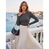 Zeagoo Women Long Sleeve Tops Crewneck Ribbed Knit Fitted Tshirts Dressy Casual Basic Tee 2026 Summer Fall Clothes(Charcoal)