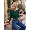 Zeagoo Women Long Sleeve Tops Crewneck Ribbed Knit Fitted Tshirts Dressy Casual Basic Tee 2026 Summer Fall Clothes(Dark Green)
