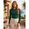 Zeagoo Women Long Sleeve Tops Crewneck Ribbed Knit Fitted Tshirts Dressy Casual Basic Tee 2026 Summer Fall Clothes(Dark Green)