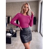 Zeagoo Women Long Sleeve Tops Crewneck Ribbed Knit Fitted Tshirts Dressy Casual Basic Tee 2026 Summer Fall Clothes(Hot Pink)