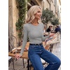 Zeagoo Women Long Sleeve Tops Crewneck Ribbed Knit Fitted Tshirts Dressy Casual Basic Tee 2026 Summer Fall Clothes(Light Grey)