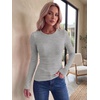 Zeagoo Women Long Sleeve Tops Crewneck Ribbed Knit Fitted Tshirts Dressy Casual Basic Tee 2026 Summer Fall Clothes(Light Grey)