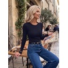Zeagoo Women Long Sleeve Tops Crewneck Ribbed Knit Fitted Tshirts Dressy Casual Basic Tee 2026 Summer Fall Clothes(Navy Blue)