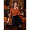 Zeagoo Women Long Sleeve Tops Crewneck Ribbed Knit Fitted Tshirts Dressy Casual Basic Tee 2026 Summer Fall Clothes(Orange)