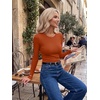 Zeagoo Women Long Sleeve Tops Crewneck Ribbed Knit Fitted Tshirts Dressy Casual Basic Tee 2026 Summer Fall Clothes(Orange)