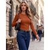 Zeagoo Women Long Sleeve Tops Crewneck Ribbed Knit Fitted Tshirts Dressy Casual Basic Tee 2026 Summer Fall Clothes(Orange)