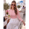 Zeagoo Women Long Sleeve Tops Crewneck Ribbed Knit Fitted Tshirts Dressy Casual Basic Tee 2026 Summer Fall Clothes(Pink)