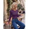 Zeagoo Women Long Sleeve Tops Crewneck Ribbed Knit Fitted Tshirts Dressy Casual Basic Tee 2026 Summer Fall Clothes(Purple)