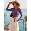 Zeagoo Women Long Sleeve Tops Crewneck Ribbed Knit Fitted Tshirts Dressy Casual Basic Tee 2026 Summer Fall Clothes(Purple)