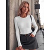 Zeagoo Women Long Sleeve Tops Crewneck Ribbed Knit Fitted Tshirts Dressy Casual Basic Tee 2026 Summer Fall Clothes(White)