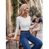 Zeagoo Women Long Sleeve Tops Crewneck Ribbed Knit Fitted Tshirts Dressy Casual Basic Tee 2026 Summer Fall Clothes(White)