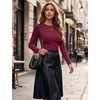Zeagoo Women Long Sleeve Tops Crewneck Ribbed Knit Fitted Tshirts Dressy Casual Basic Tee 2026 Summer Fall Clothes(Wine Red)