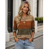 Zeagoo Women’s Casual Shirts Long Sleeve Tops Soft Crewneck Tshirts Basic Tee Business Workout Outfit 2026 Fall Clothes(Z Stripes Brown 398)