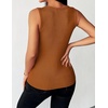 Zeagoo Womens Ribbed Tank Tops Square Neck Summer Tops Slim Fitted Spaghetti Strap Camisole Basic Sleeveless Layering Shirts(Light Brown)
