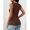 Zeagoo Womens Square Neck Ribbed Tank Tops 2026 Summer Casual Slim Fit Basic Cute Sleeveless Shirts Going Out Top(Brown)