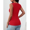 Zeagoo Womens Square Neck Ribbed Tank Tops 2026 Summer Casual Slim Fit Basic Cute Sleeveless Shirts Going Out Top(Red)