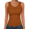 Zeagoo Womens Ribbed Tank Tops Square Neck Summer Tops Slim Fitted Spaghetti Strap Camisole Basic Sleeveless Layering Shirts(Light Brown)