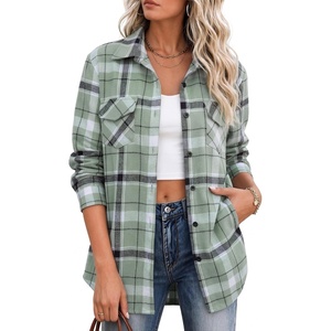 Zeagoo Flannel Shirt Women Plaid Button Down Shackets Long Sleeve Fall Tops | Cotton Brushed Flannel Shirts Lightweight Loose Fit Blouse Business Casual Office Outfits 2026 Fashion Summer Western Clothes(Gw297)