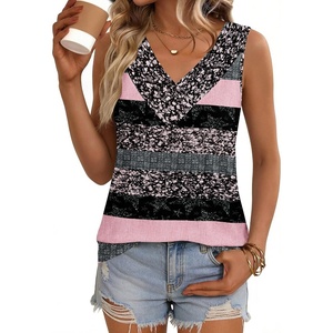 Zeagoo Womens Tank Tops 2026 Summer Sleeveless Loose Fit Tops V Neck Pleated Trendy Fashion Business Casual Shirts(Tz245 Striped)