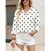 Zeagoo Blouses for Women Long Sleeve Button Down Shirts Dressy Casual Collared Tops Business Work Outfits(Brown Polka Dots)
