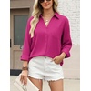 Zeagoo Blouses for Women Long Sleeve Button Down Shirts Dressy Casual Collared Tops Business Work Outfits(Hot Pink)