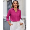 Zeagoo Blouses for Women Long Sleeve Button Down Shirts Dressy Casual Collared Tops Business Work Outfits(Hot Pink)