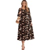 Zeagoo Fall Dresses for Women Long Sleeve Midi Dress Casual A Line Dresses 2026 Pleated Flare Dress with Pockets(Autumn Leaf Print)