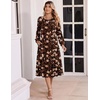 Zeagoo Fall Dresses for Women Long Sleeve Midi Dress Casual A Line Dresses 2026 Pleated Flare Dress with Pockets(Autumn Leaf Print)