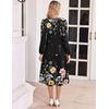 Zeagoo Fall Dresses for Women Long Sleeve Midi Dress Casual A Line Dresses 2026 Pleated Flare Dress with Pockets(Black Floral 01)