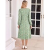 Zeagoo Fall Dresses for Women Long Sleeve Midi Dress Casual A Line Dresses 2026 Pleated Flare Dress with Pockets(Light Green Floral)
