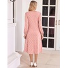 Zeagoo Fall Dresses for Women Long Sleeve Midi Dress Casual A Line Dresses 2026 Pleated Flare Dress with Pockets(Pink Polka Dot)