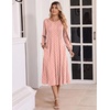 Zeagoo Fall Dresses for Women Long Sleeve Midi Dress Casual A Line Dresses 2026 Pleated Flare Dress with Pockets(Pink Polka Dot)