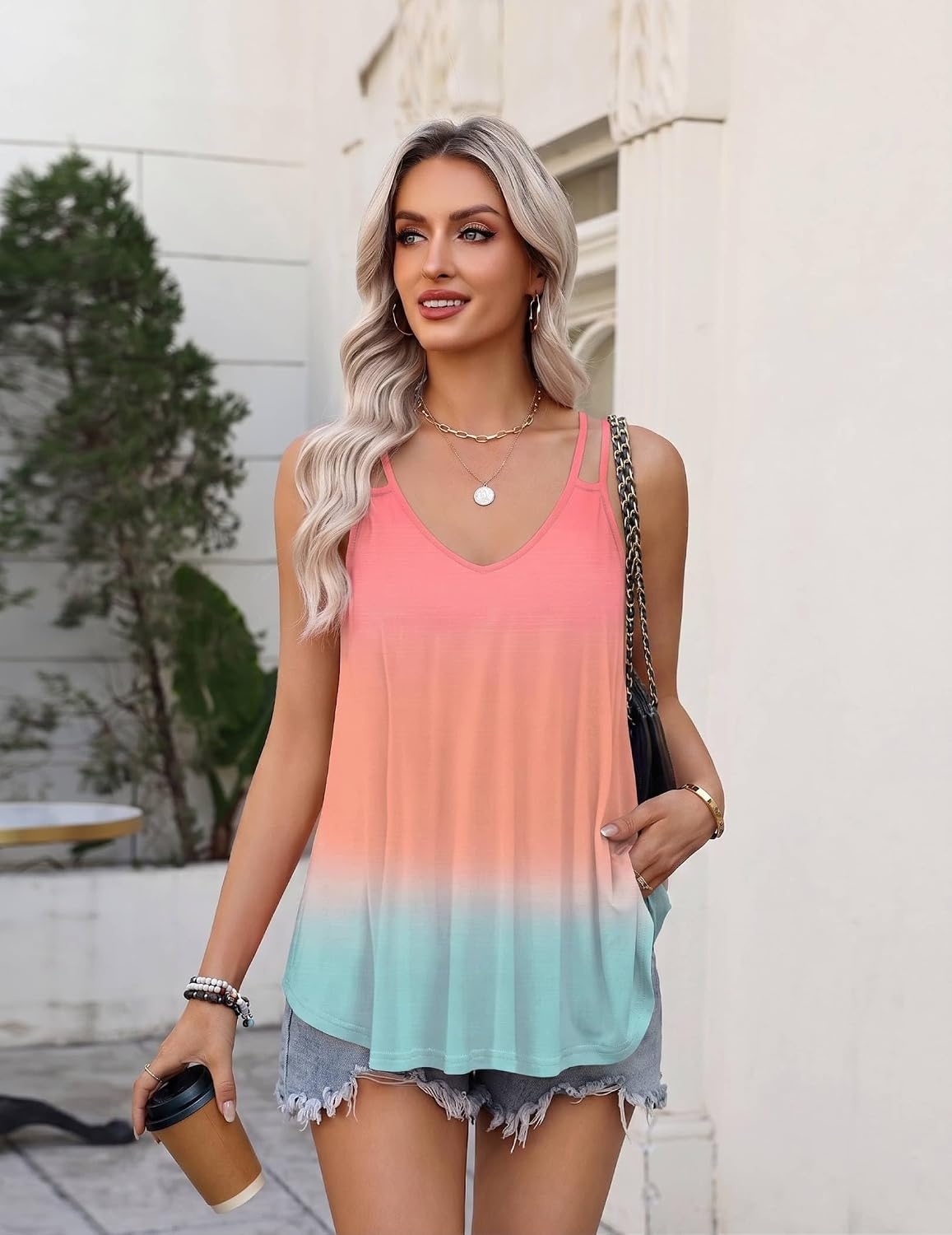 image:imageZeagoo Womens Flowy Tank Tops Spaghetti Strap V Neck Camisole Dressy Casual Summer Loose Fit Sleeveless ShirtsJb218