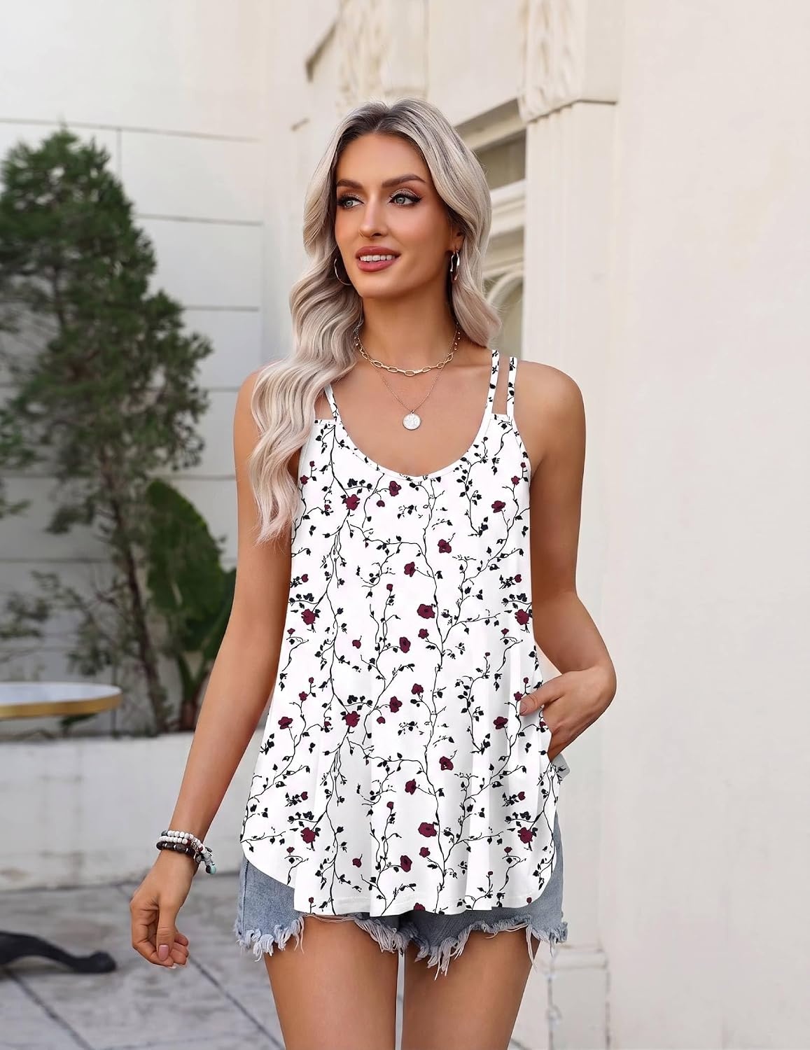 image:imageZeagoo Womens Flowy Tank Tops Spaghetti Strap V Neck Camisole Dressy Casual Summer Loose Fit Sleeveless ShirtsSf224