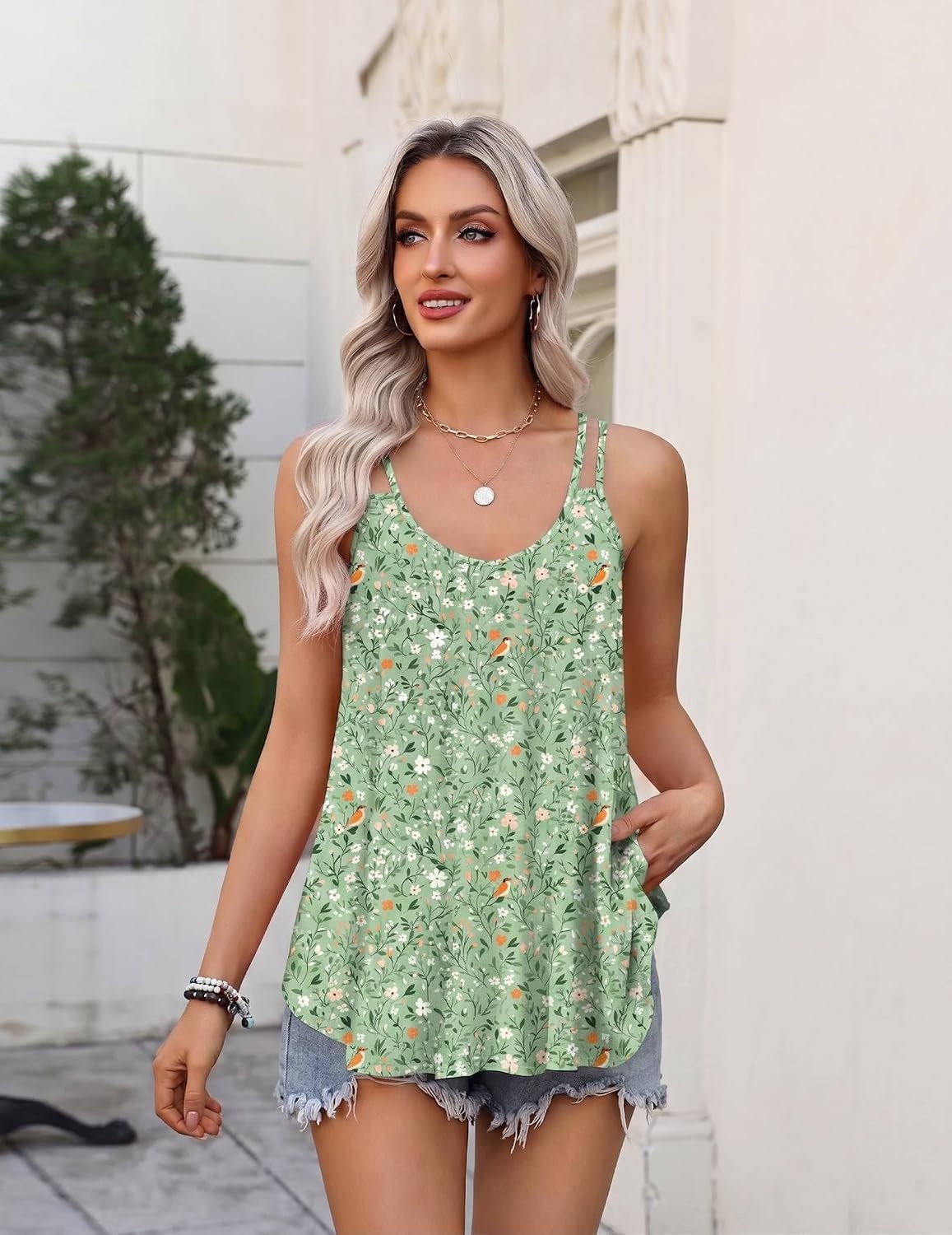 image:imageZeagoo Womens Flowy Tank Tops Spaghetti Strap V Neck Camisole Dressy Casual Summer Loose Fit Sleeveless ShirtsXh534