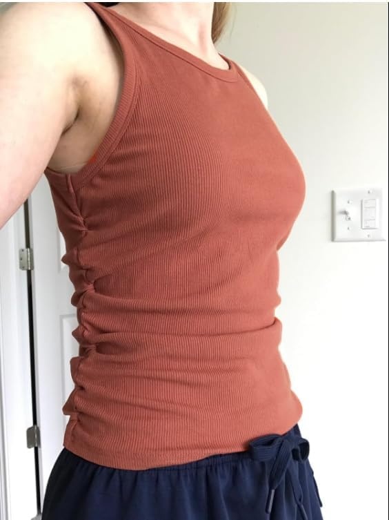 image:imageZeagoo Womens Tank Tops 2026 Sleeveless Summer Tops High Neck Ribbed Knit Shirts Casual Basic Ruched TopsOrange