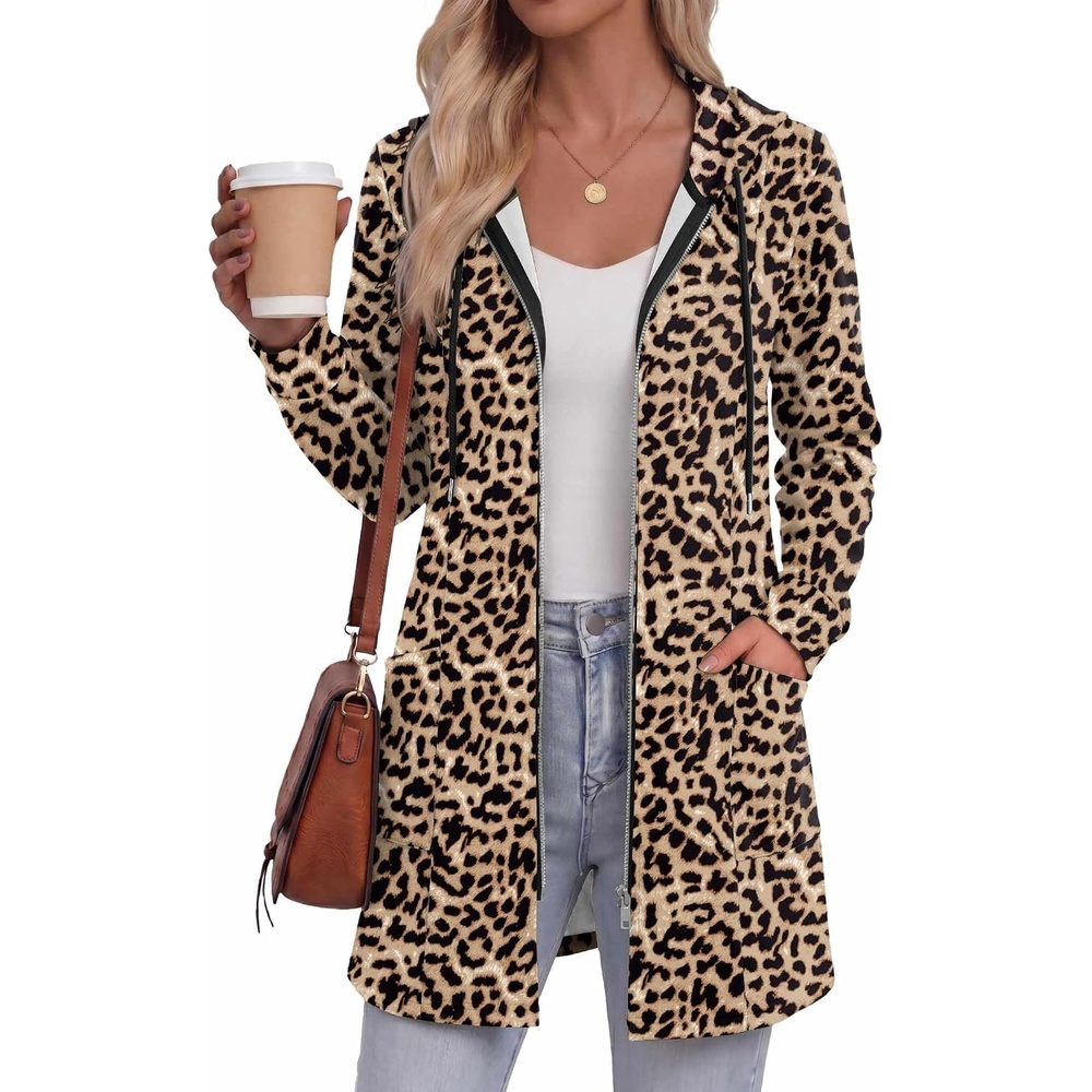 image:imageZeagoo Hoodies for Women Sweatshirt Fall Zip up Jacket 2026 S3XLLeopard Print