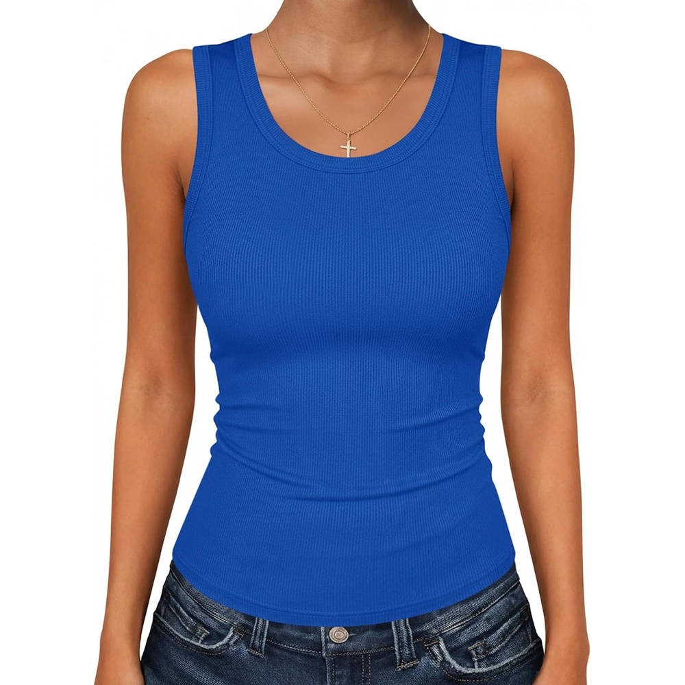 image:imageZeagoo Tank Tops for Women Scoop Neck Ribbed Knit Slim Fitted Sleeveless Tops Basic Shirts Casual Summer Clothes 2026