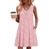 Zeagoo Summer Dresses for Women 2026 Sleeveless Dress V Neck Tank Dress Pleated Floral Tshirt Sundresses with Pockets(Jh589)