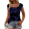 Zeagoo Women Summer Tops Cute Square Neck Tank Tops Loose Dressy Casual Shirts Cap Sleeve Tunic Tops(Flower Blue)