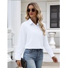 Zeagoo Womens Button Down Shirt Long Sleeve Work Blouse with Pocket | Business Clothing, Dressy Casual Shirts, Floral Blouse, Solid Color Office Wear(B-white)