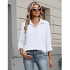 Zeagoo Womens Button Down Shirt Long Sleeve Work Blouse with Pocket | Business Clothing, Dressy Casual Shirts, Floral Blouse, Solid Color Office Wear(B-white)